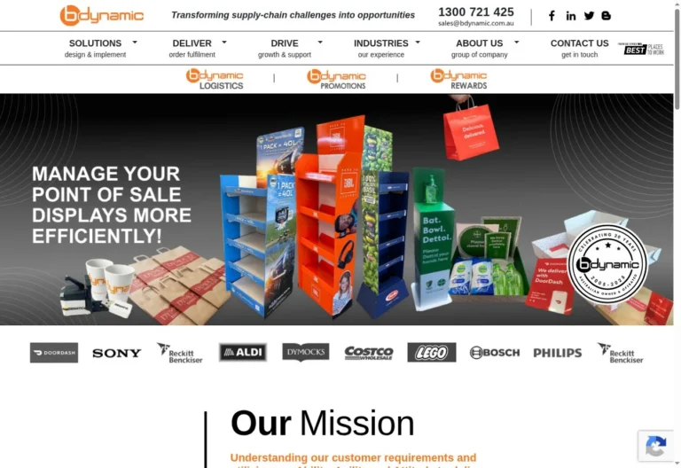 B Dynamic Group & Logistics website homepage screenshot