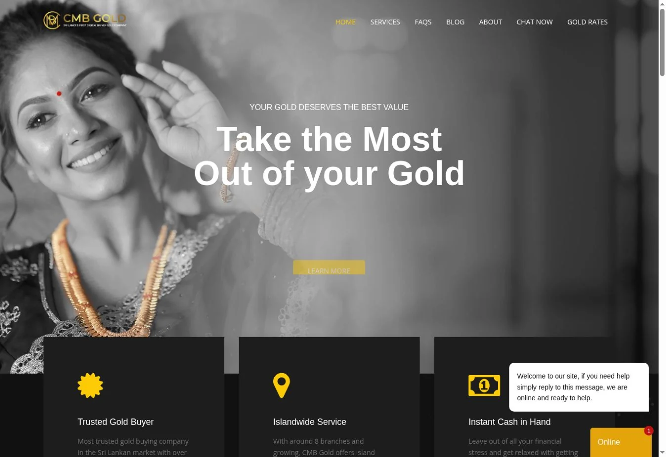 CMB Gold website homepage screenshot