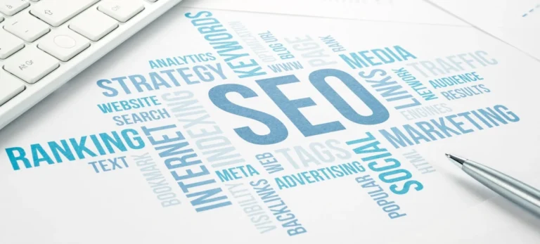 SEO word cloud with search-related terms