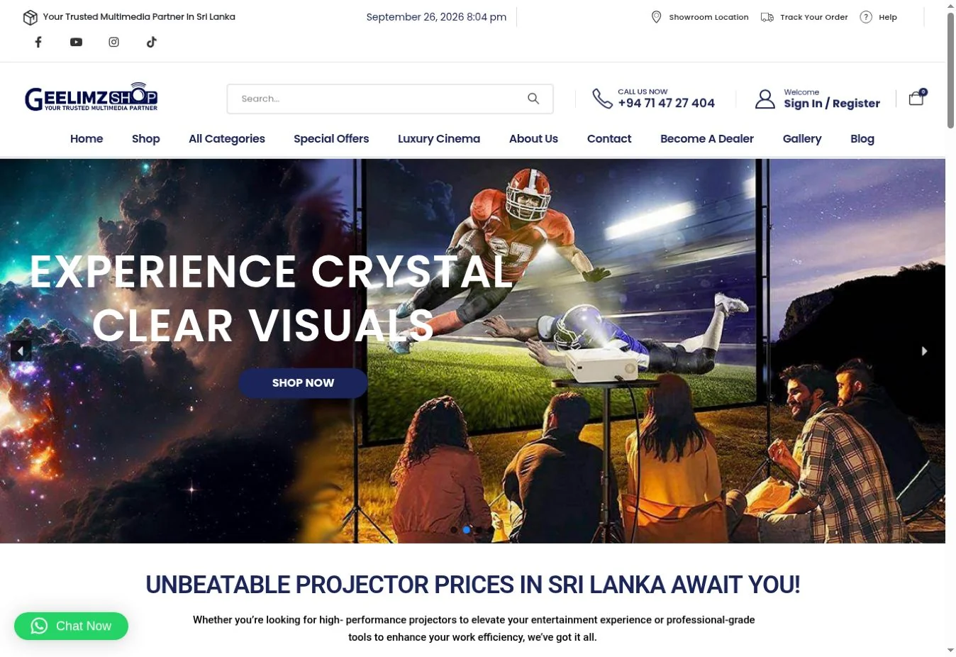 GeeLimzShop website homepage screenshot