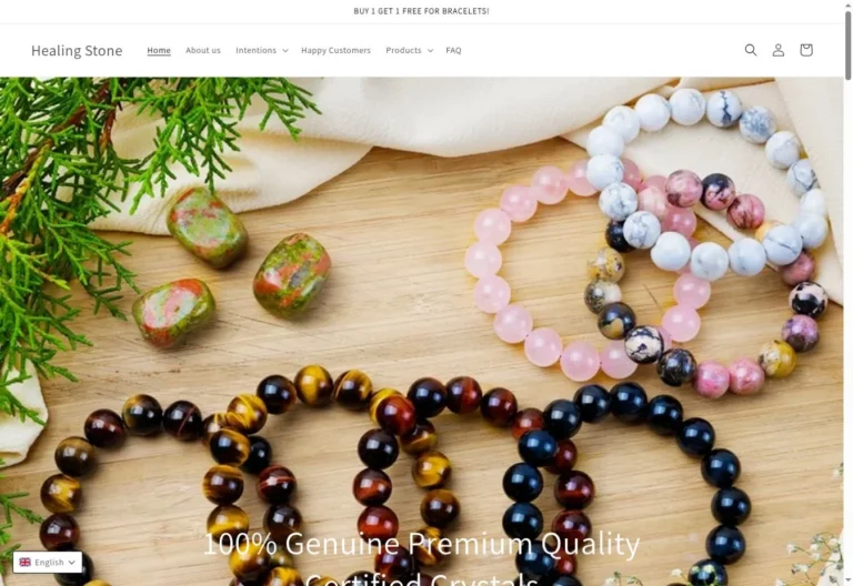 Healing Stone website homepage screenshot
