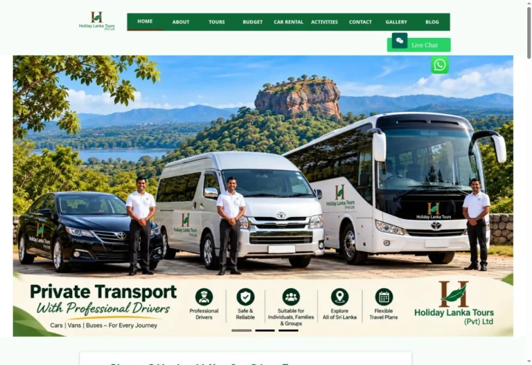 Holiday Lanka Tours website homepage screenshot