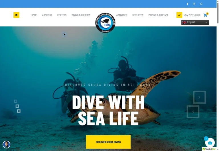 International Diving School website homepage screenshot