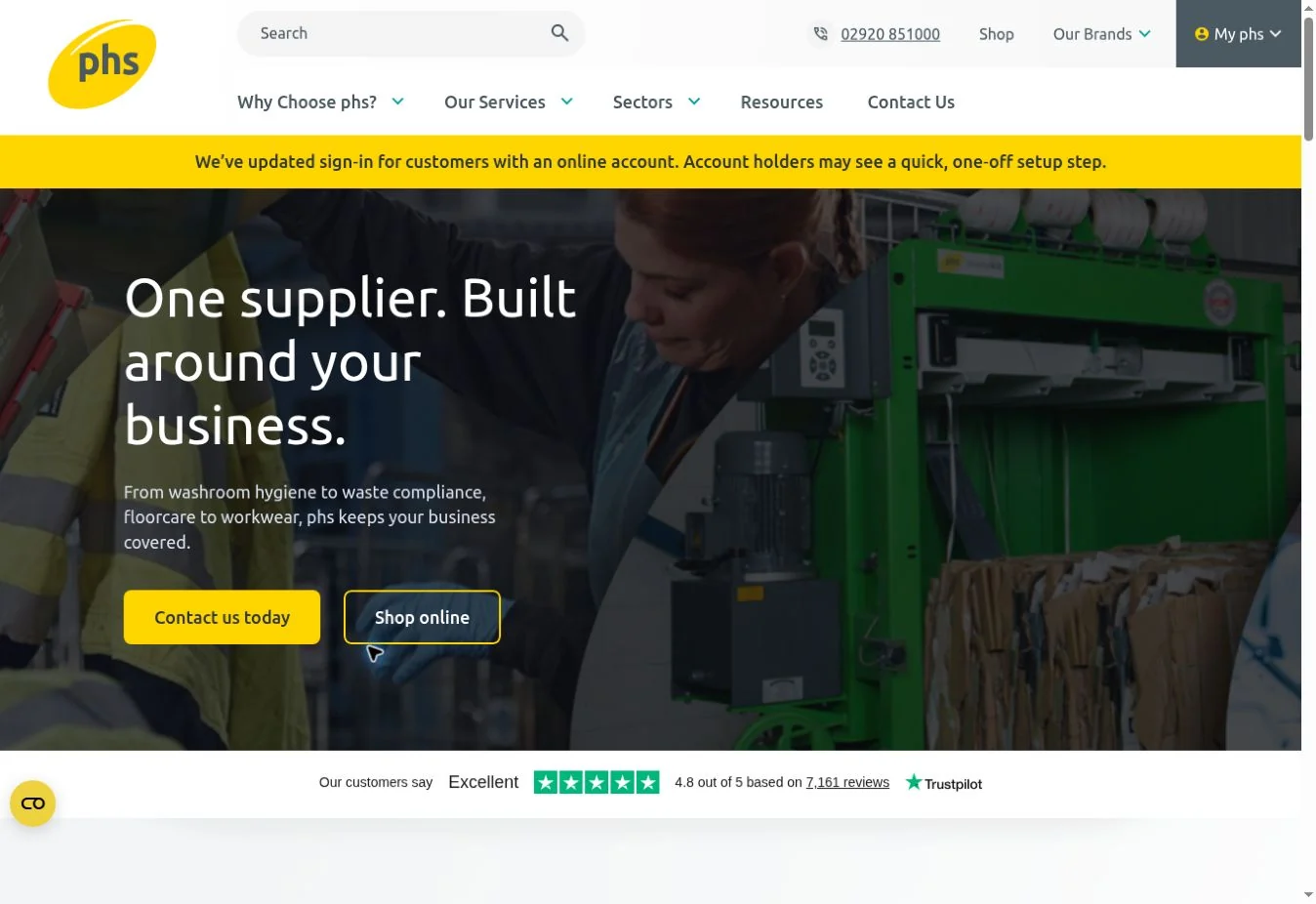 PHS Group website homepage screenshot
