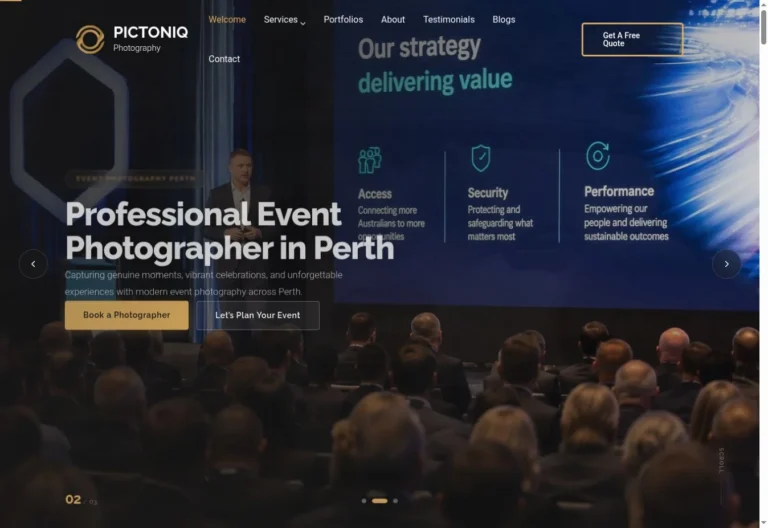 Pictoniq Photography website homepage screenshot