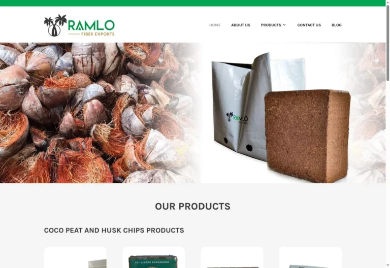 Ramlo Exports website homepage screenshot