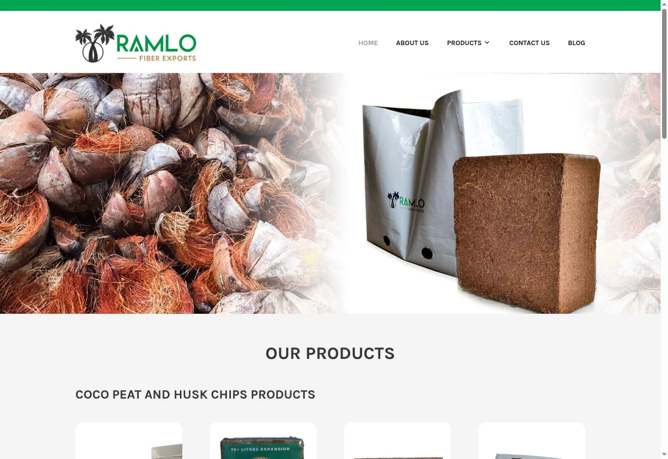 Ramlo Exports website homepage screenshot
