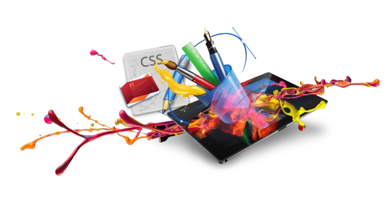 Colourful web design tools and graphics with CSS lettering