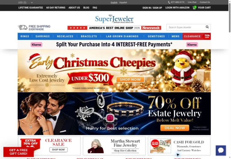SuperJeweler website homepage screenshot