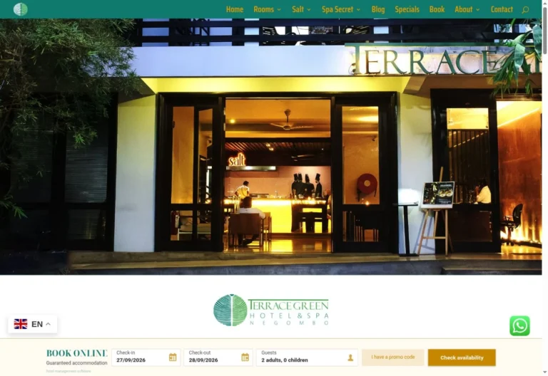 Terrace Green Hotel & Spa website homepage screenshot