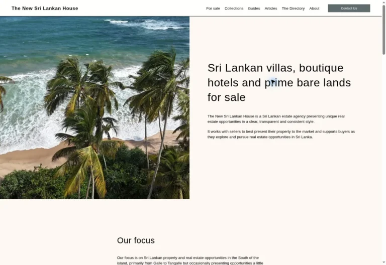 The New Sri Lankan House website homepage screenshot