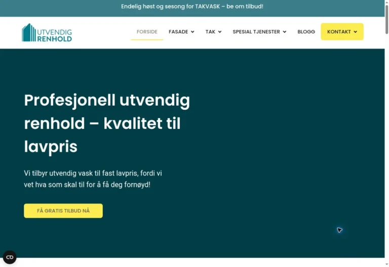 Utvendig Renhold website homepage screenshot