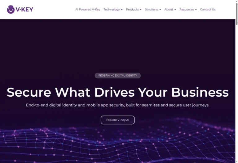 V-Key website homepage screenshot