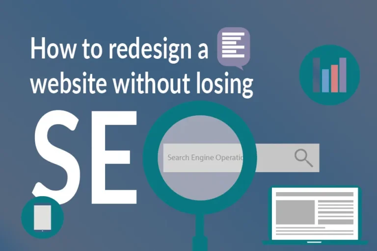 Graphic headed “How to redesign a website without losing SEO”