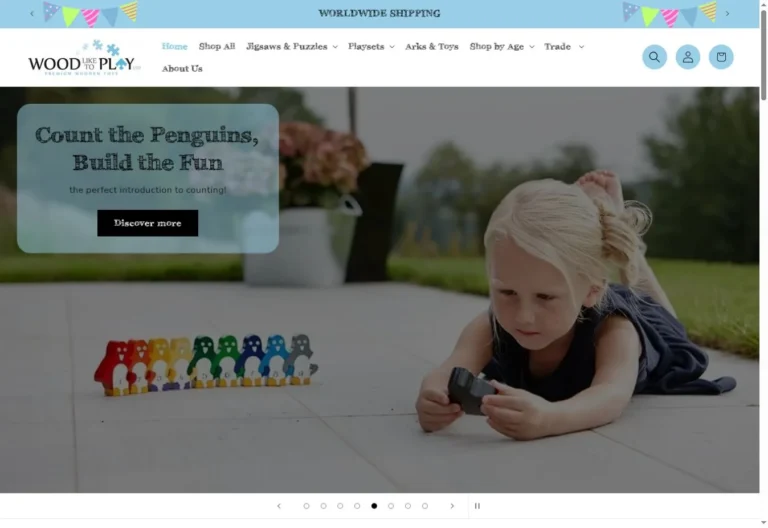 Wood Like to Play website homepage screenshot